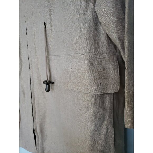 J. Jill Women's LP Jacket Gold Sparkly Linen Blend Zip Up Pockets Long Sleeve - Picture 4 of 8